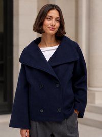 Trench Court Bleu Marine Femme