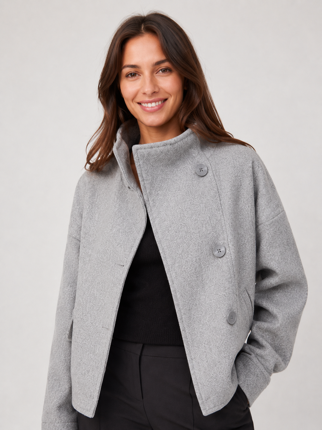 Trench Court Gris Femme