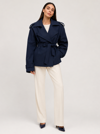 Trench Court Bleu Marine Femme