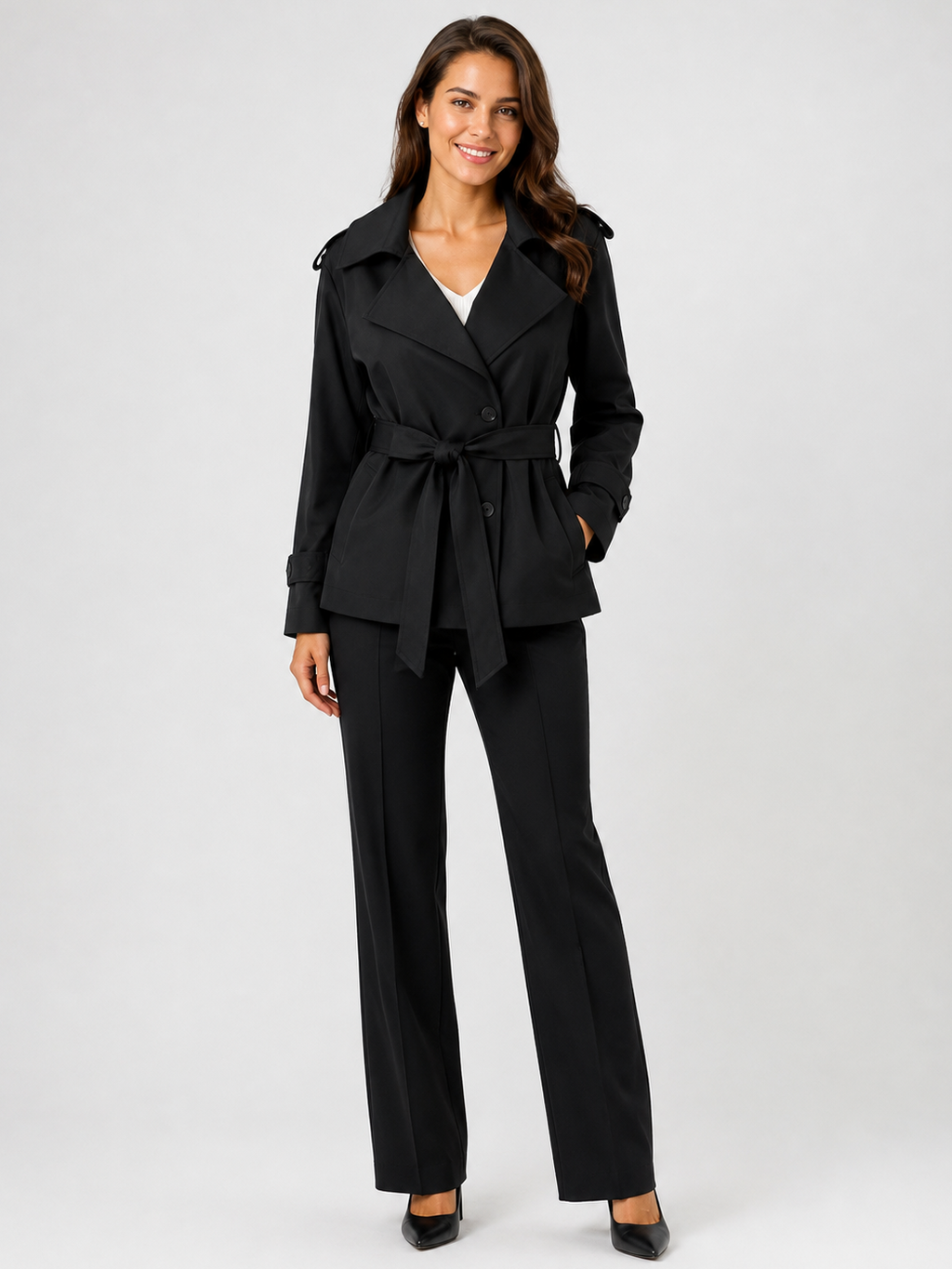 Trench Court Ceinture Noir