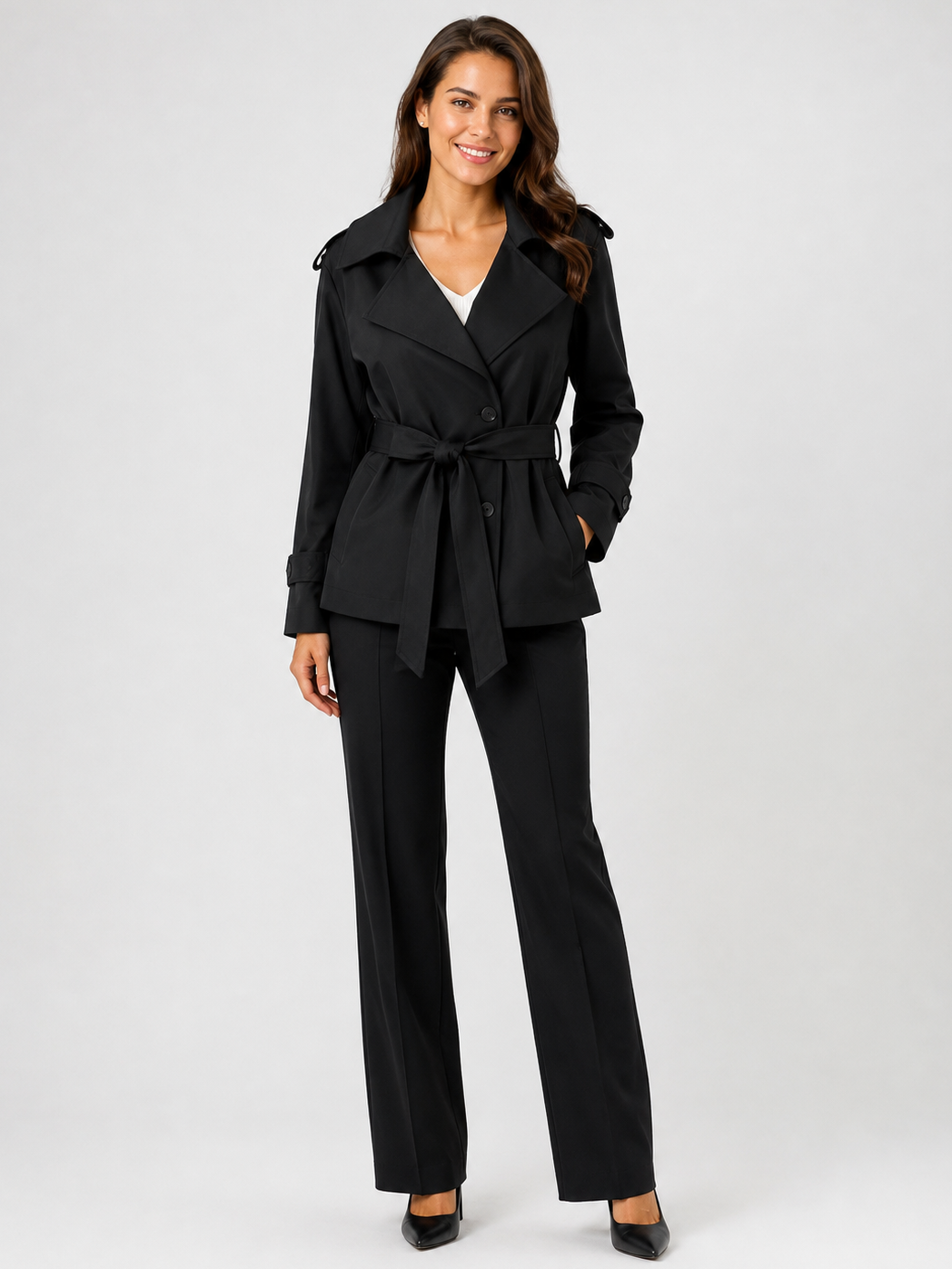 Trench Court Ceinture Noir