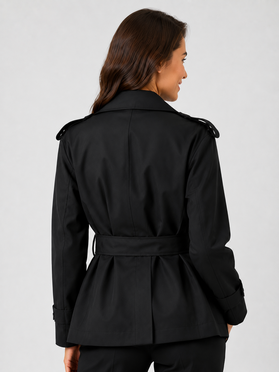 Trench Court Ceinture Noir