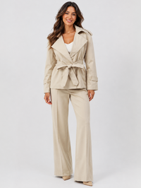 Trench Court Ceinturé Beige Femme