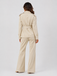 Trench Court Ceinturé Beige Femme