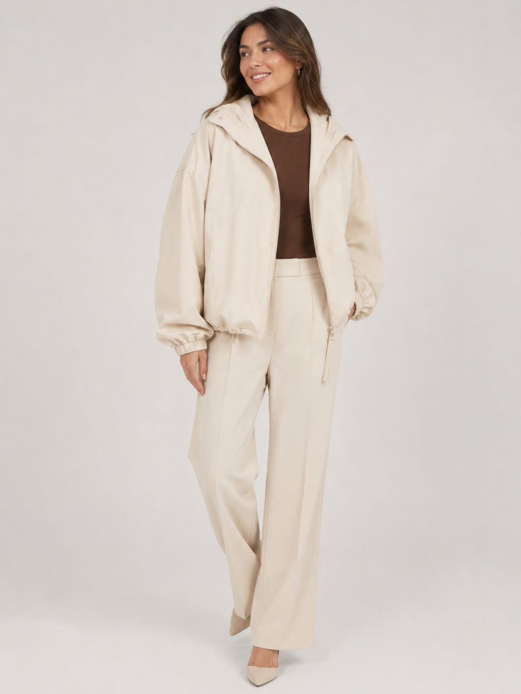 Trench Court Blanc Femme
