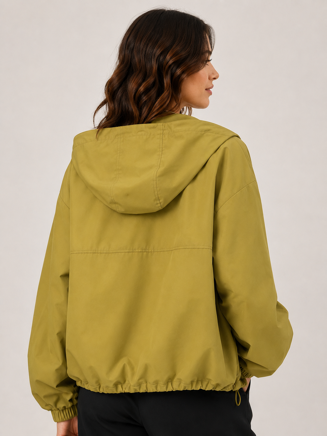 Trench Court À Capuche Femme Kaki