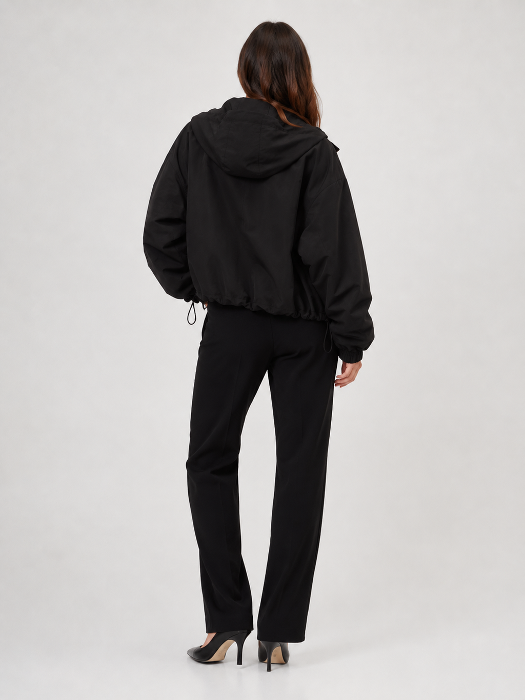 Trench Court À Capuche Femme Noir