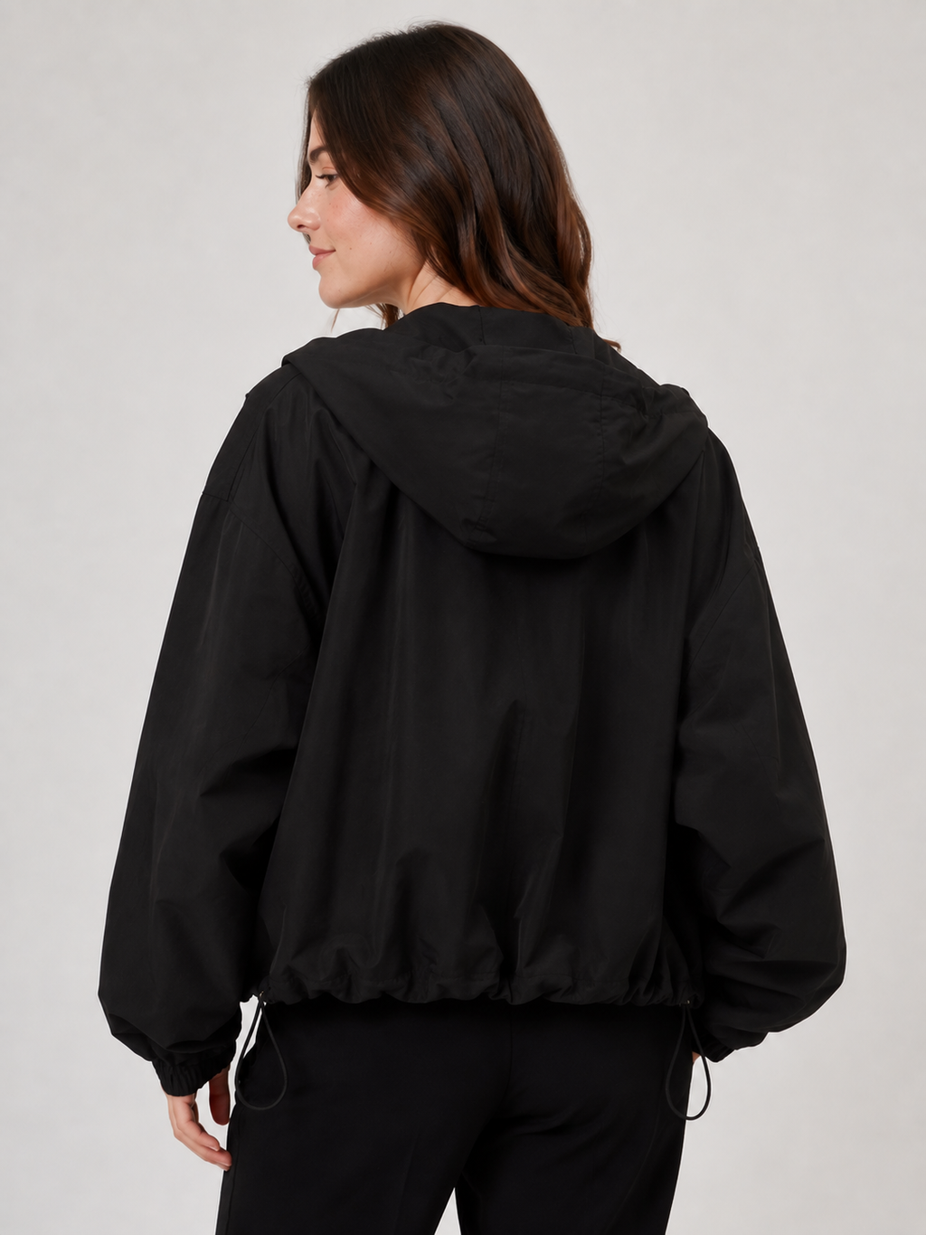 Trench Court À Capuche Femme Noir