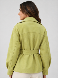 Trench Court Ceinturé Femme Vert