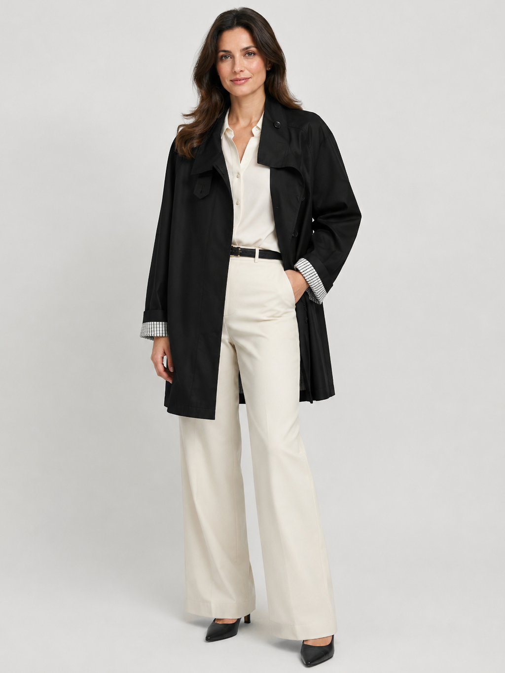 Trench Noir Femme Mi Long