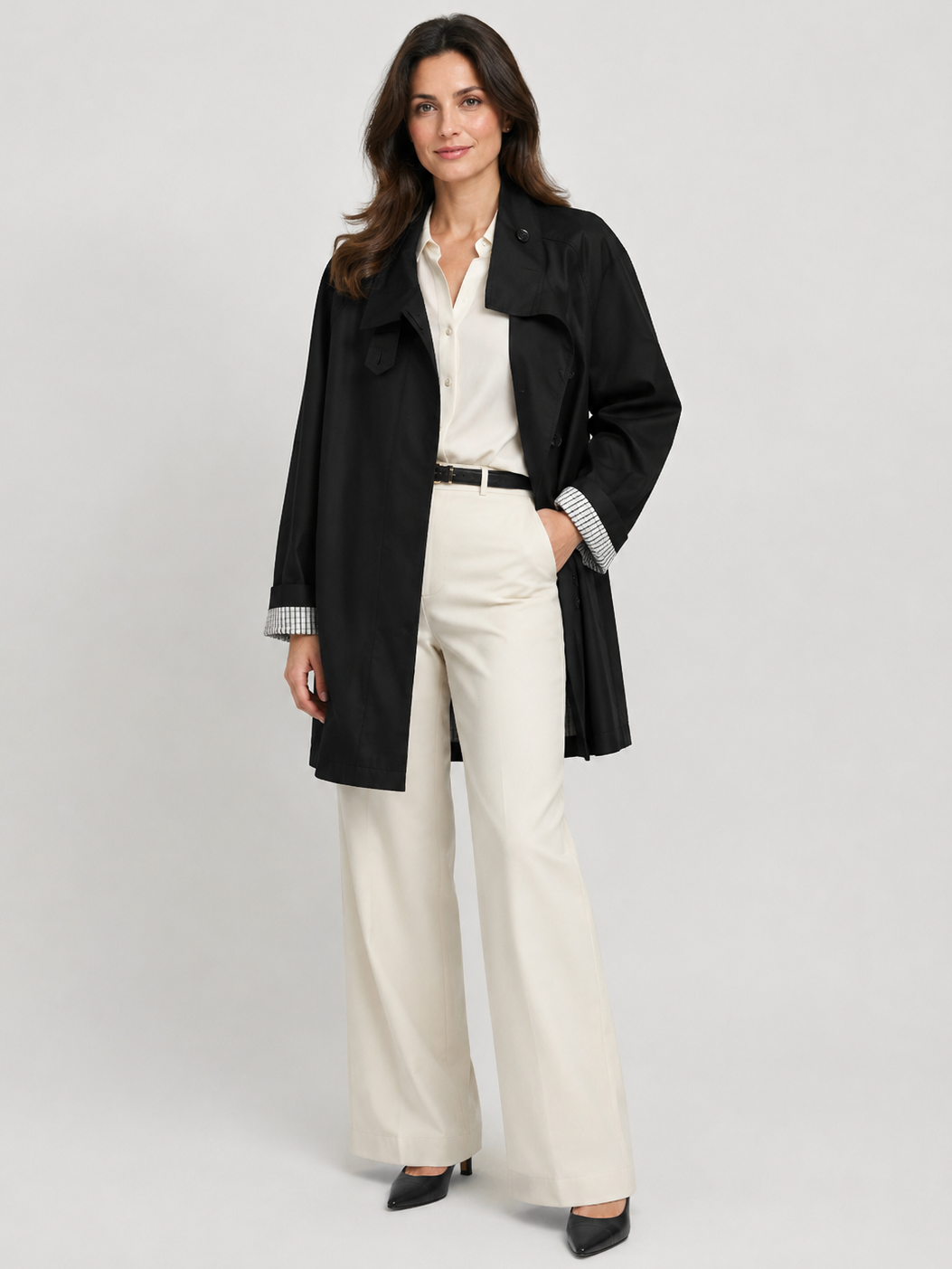 Trench Noir Femme Mi Long
