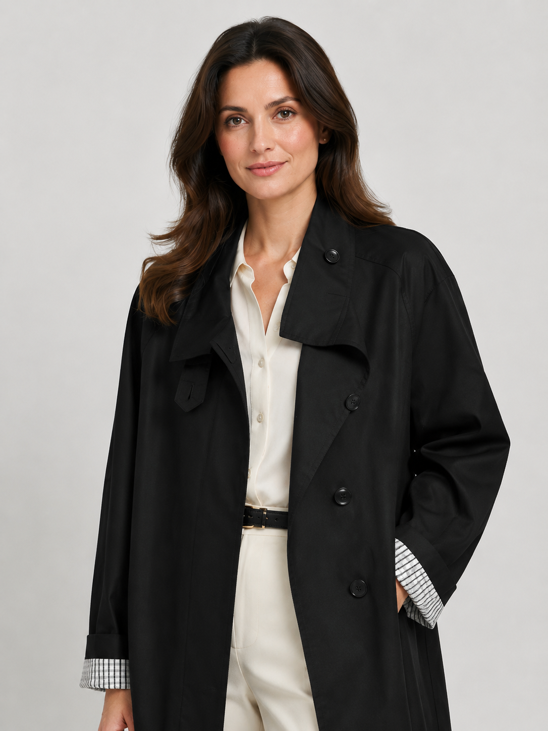 Trench Noir Femme Mi Long