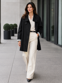 Trench Noir Femme Mi Long