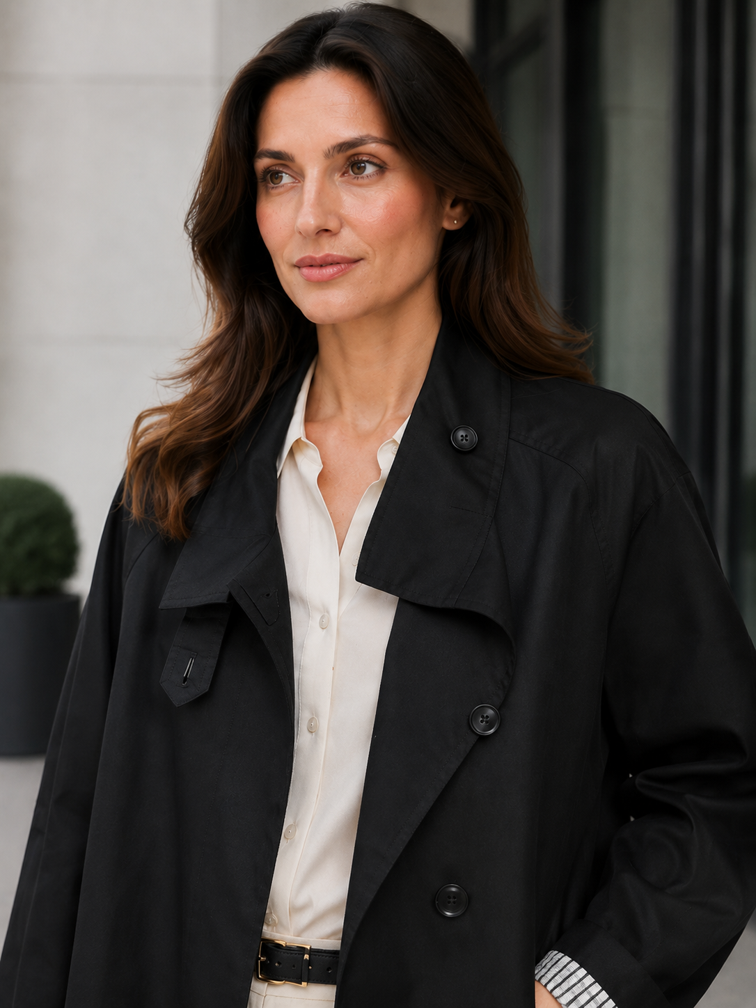 Trench Noir Femme Mi Long
