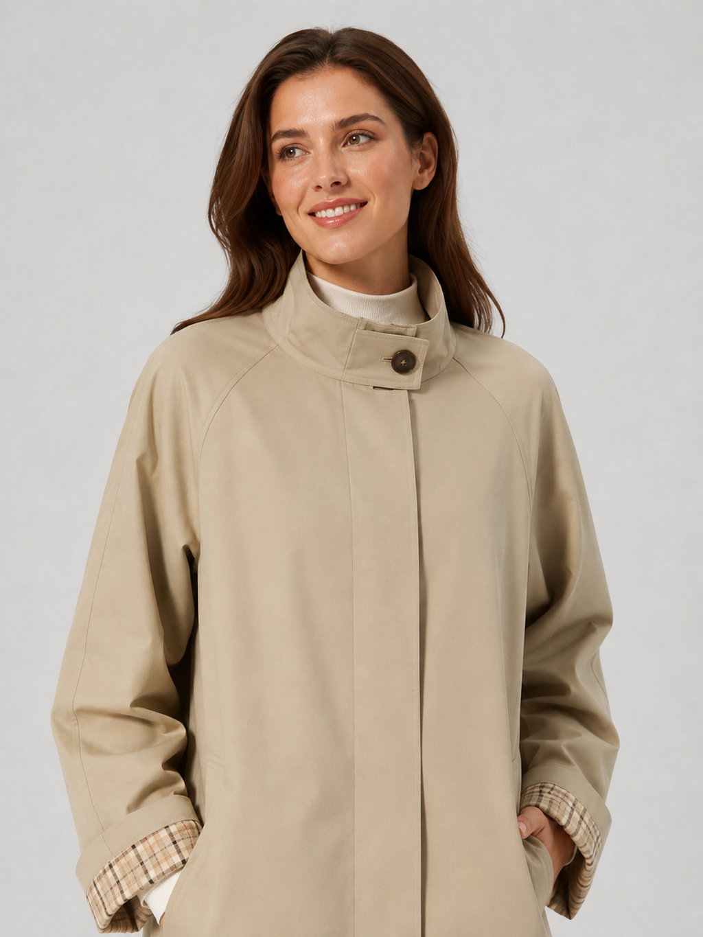 Trench Femme Beige Mi-Long