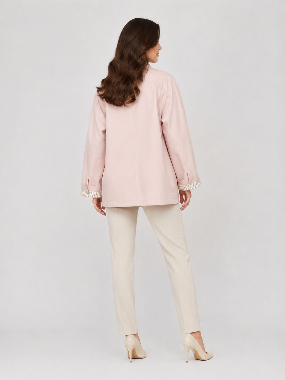 Trench Mi-Long Femme À Col Montant Rose