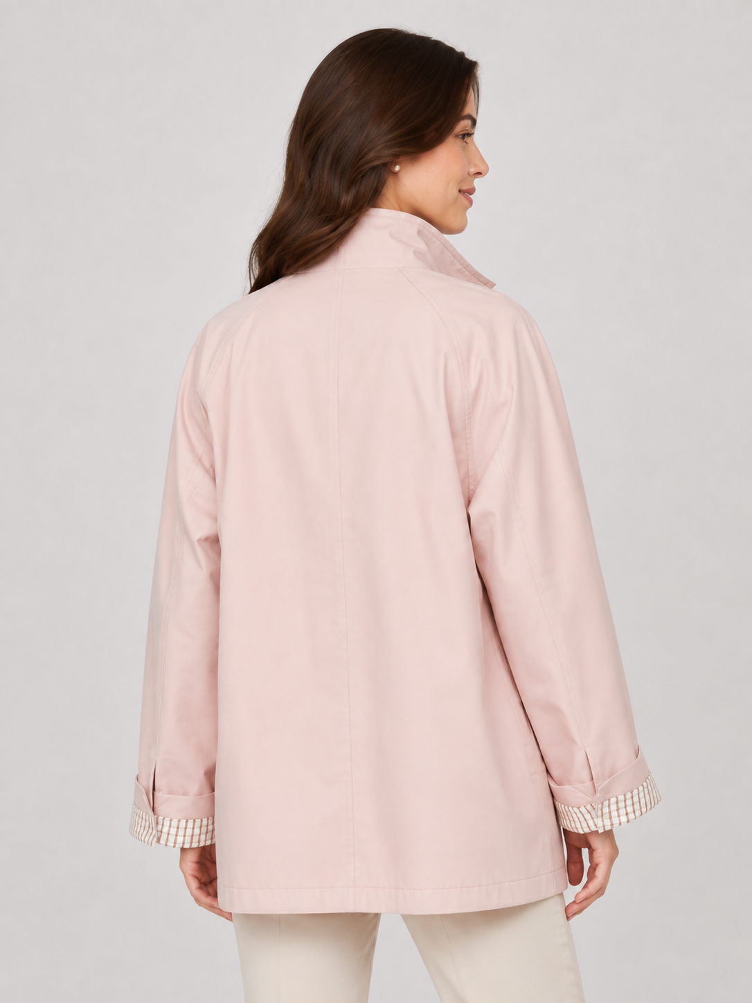 Trench Mi-Long Femme À Col Montant Rose