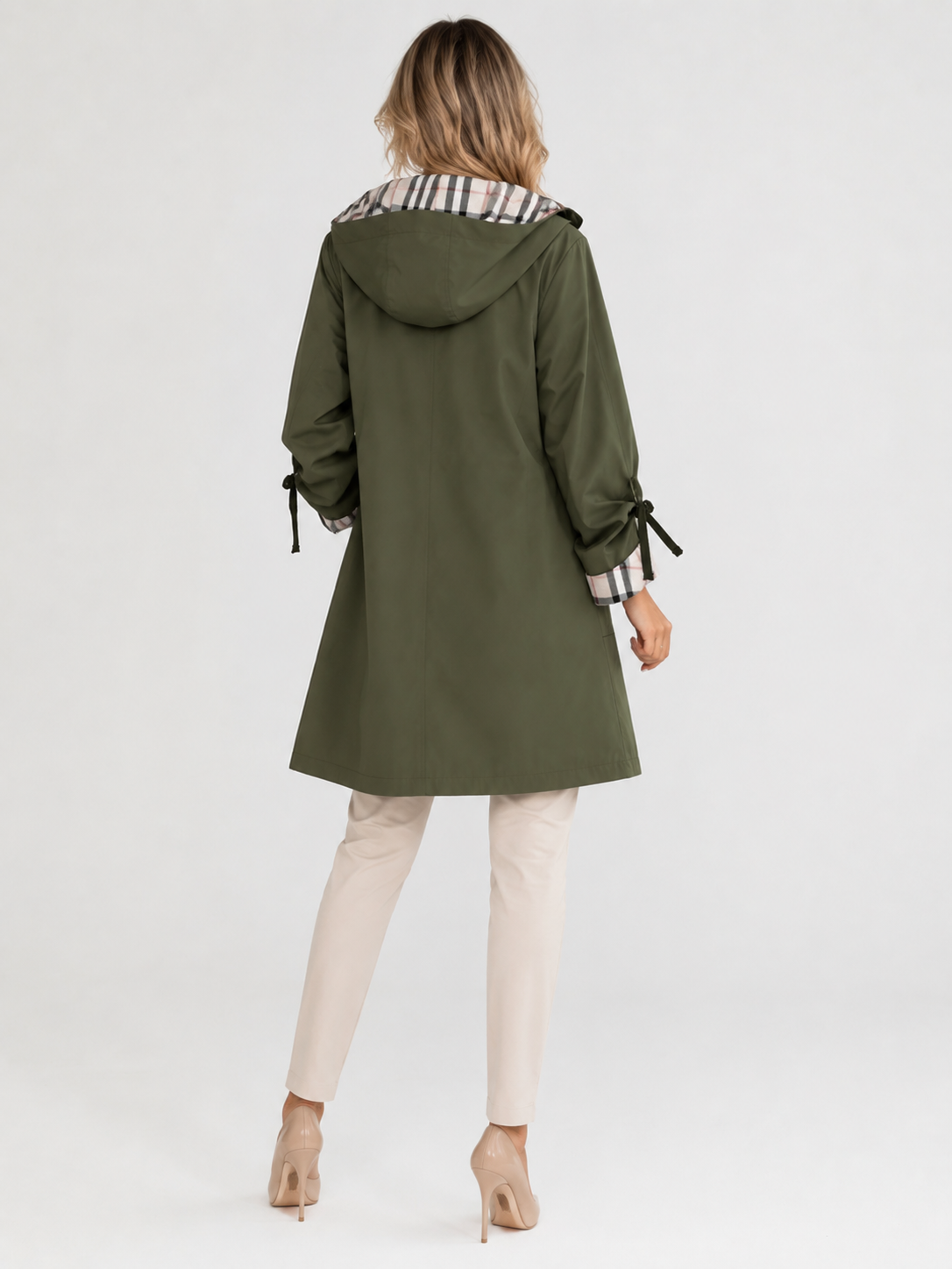 Trench Mi-Long Femme Kaki