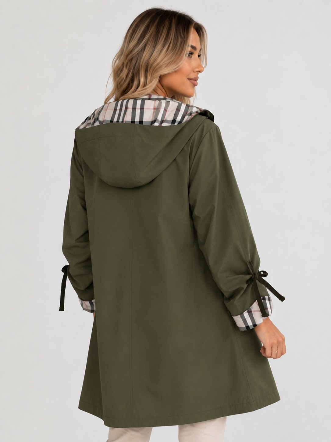 Trench Mi-Long Femme Kaki