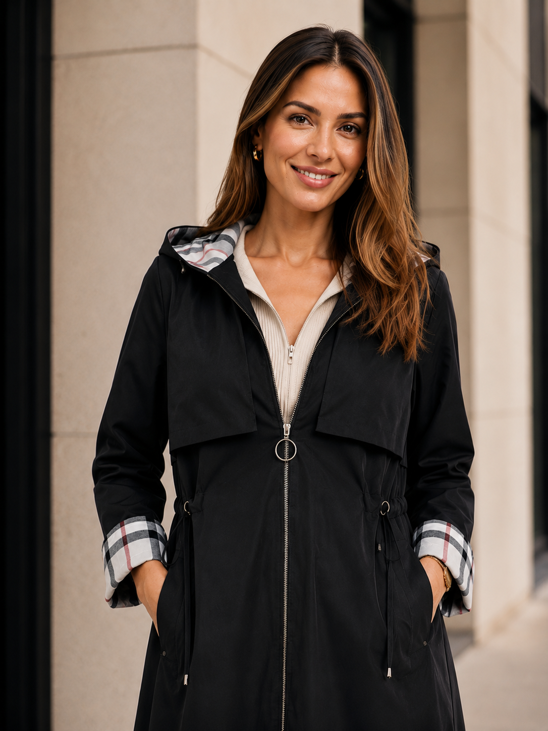 Trench Imperméable Femme Noir