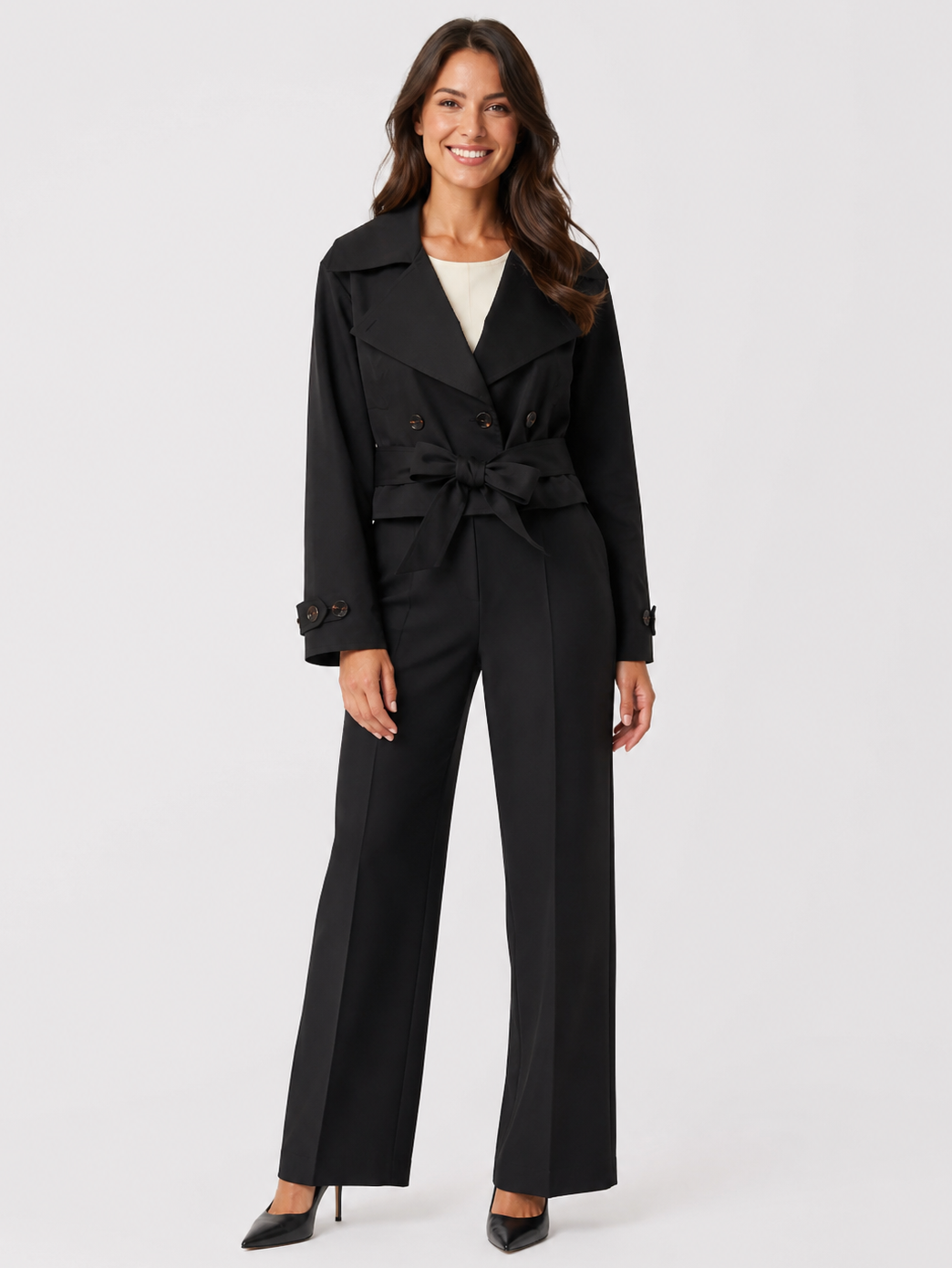 Trench Coat Femme Noir Court
