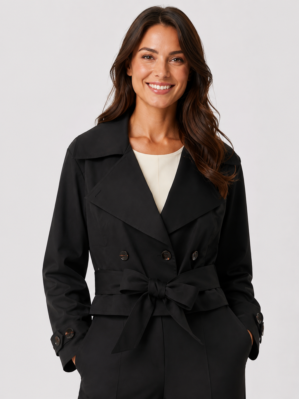 Trench Coat Femme Noir Court