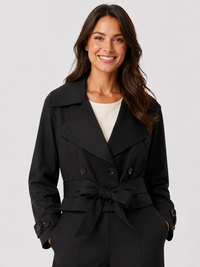 Trench Coat Femme Noir Court