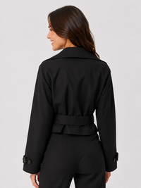 Trench Coat Femme Noir Court