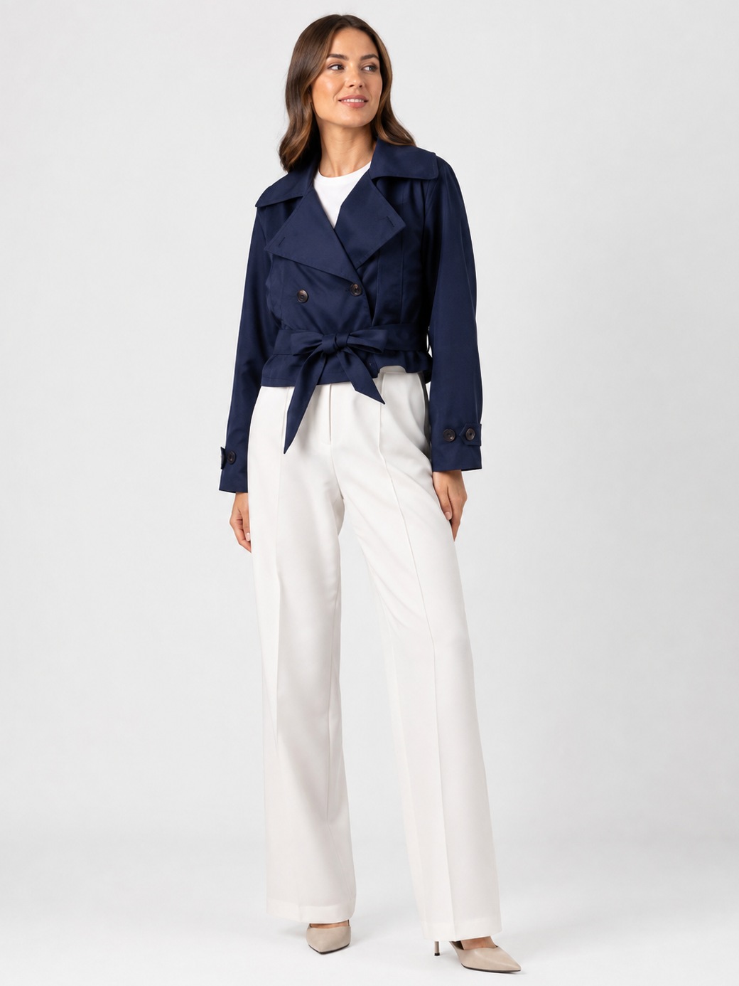 Trench Femme Bleu Marine Court