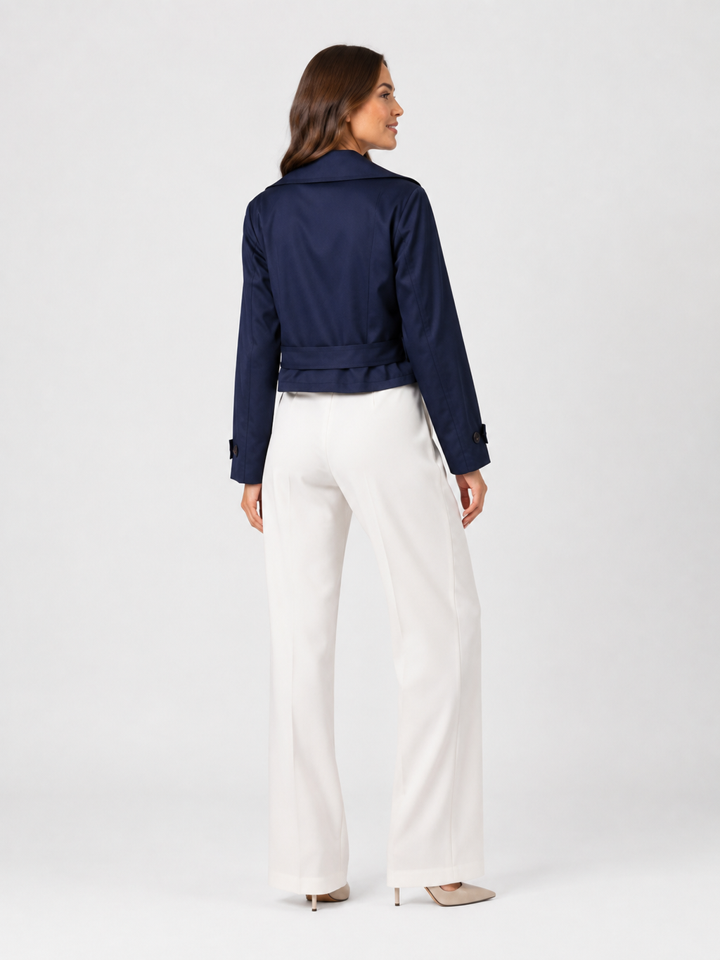 Trench Femme Bleu Marine Court