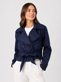 Trench Femme Bleu Marine Court