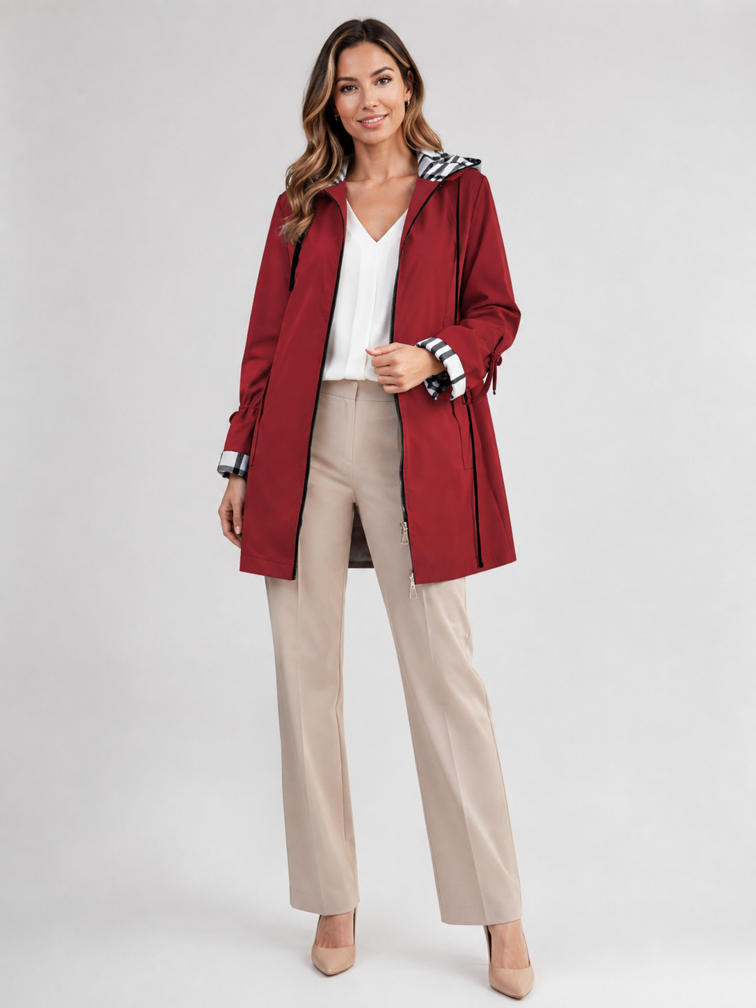 Trench Imperméable Femme Rouge