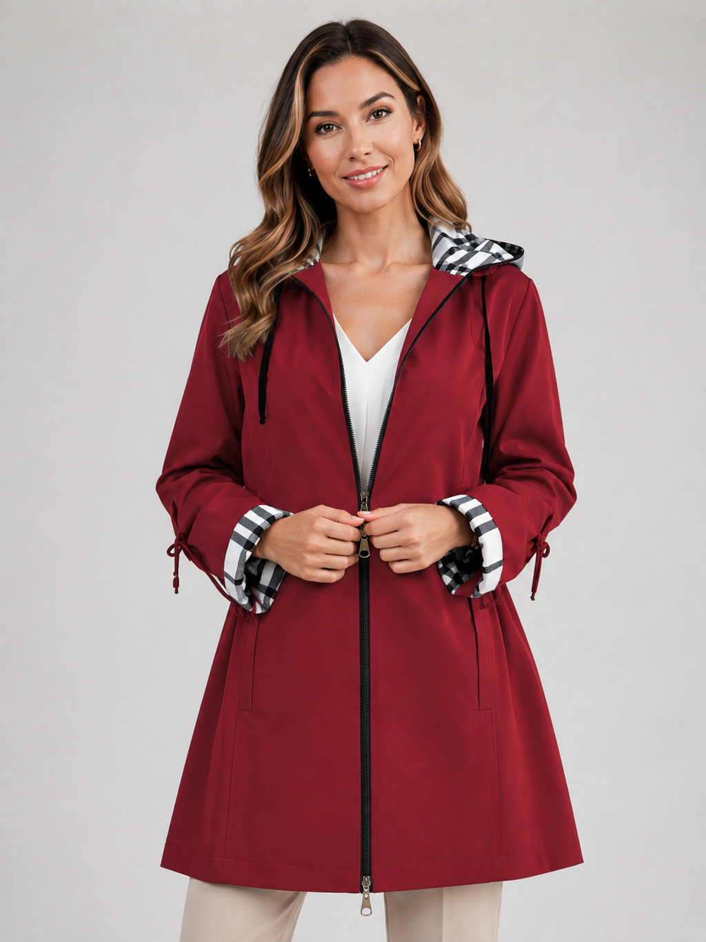 Trench Imperméable Femme Rouge