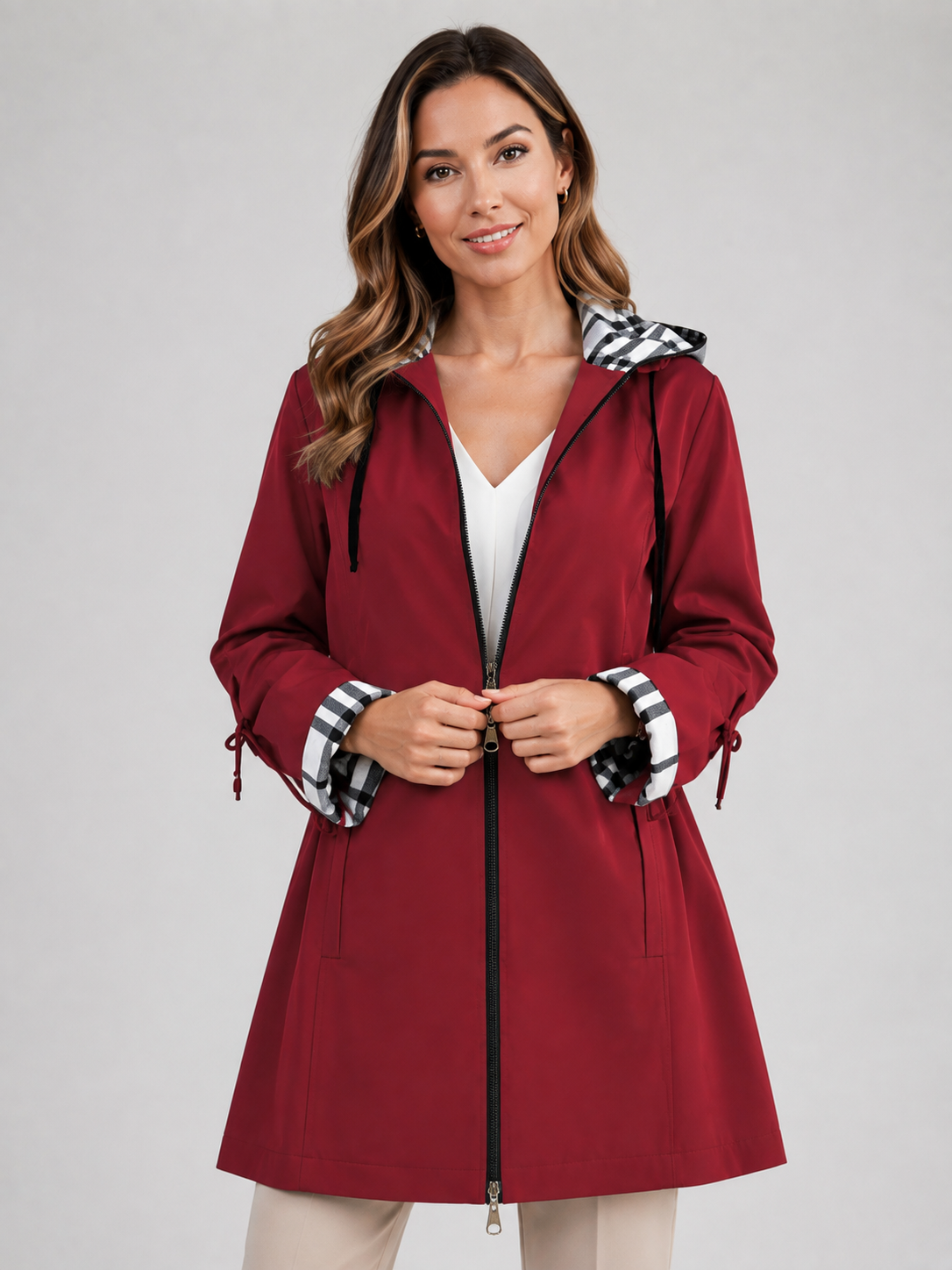 Trench Imperméable Femme Rouge