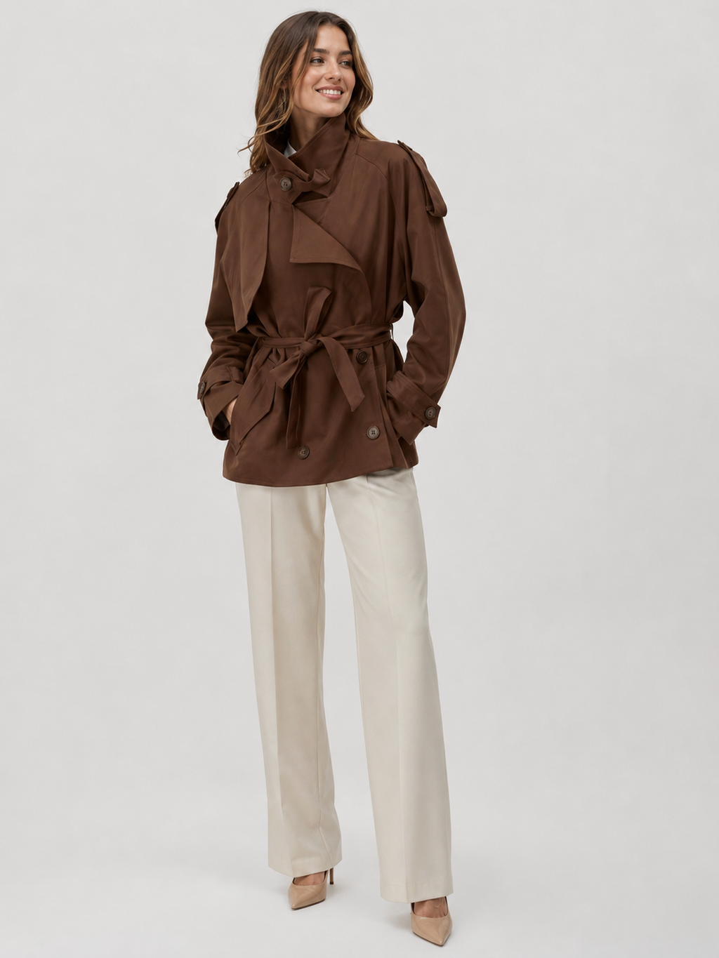 Trench Femme Marron Chocolat