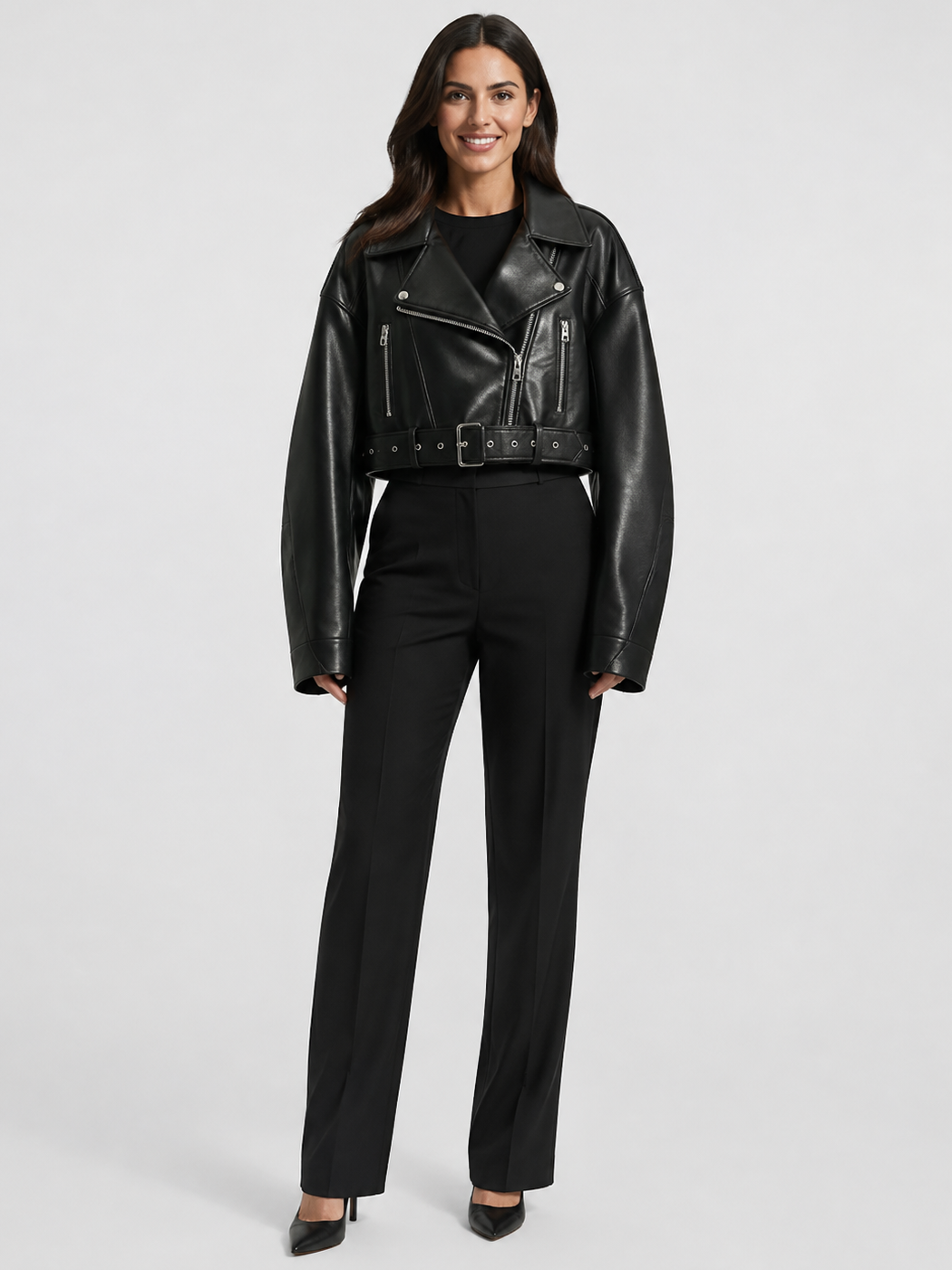 Veste En Simili Cuir Noir Femme