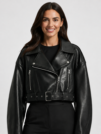 Veste En Simili Cuir Noir Femme