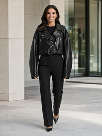Veste En Simili Cuir Noir Femme