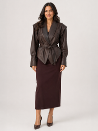 Veste Simili Cuir Longue Femme