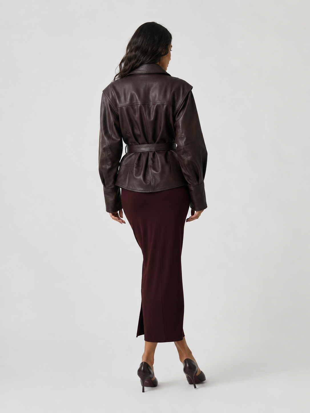 Veste Simili Cuir Longue Femme