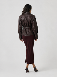 Veste Simili Cuir Longue Femme