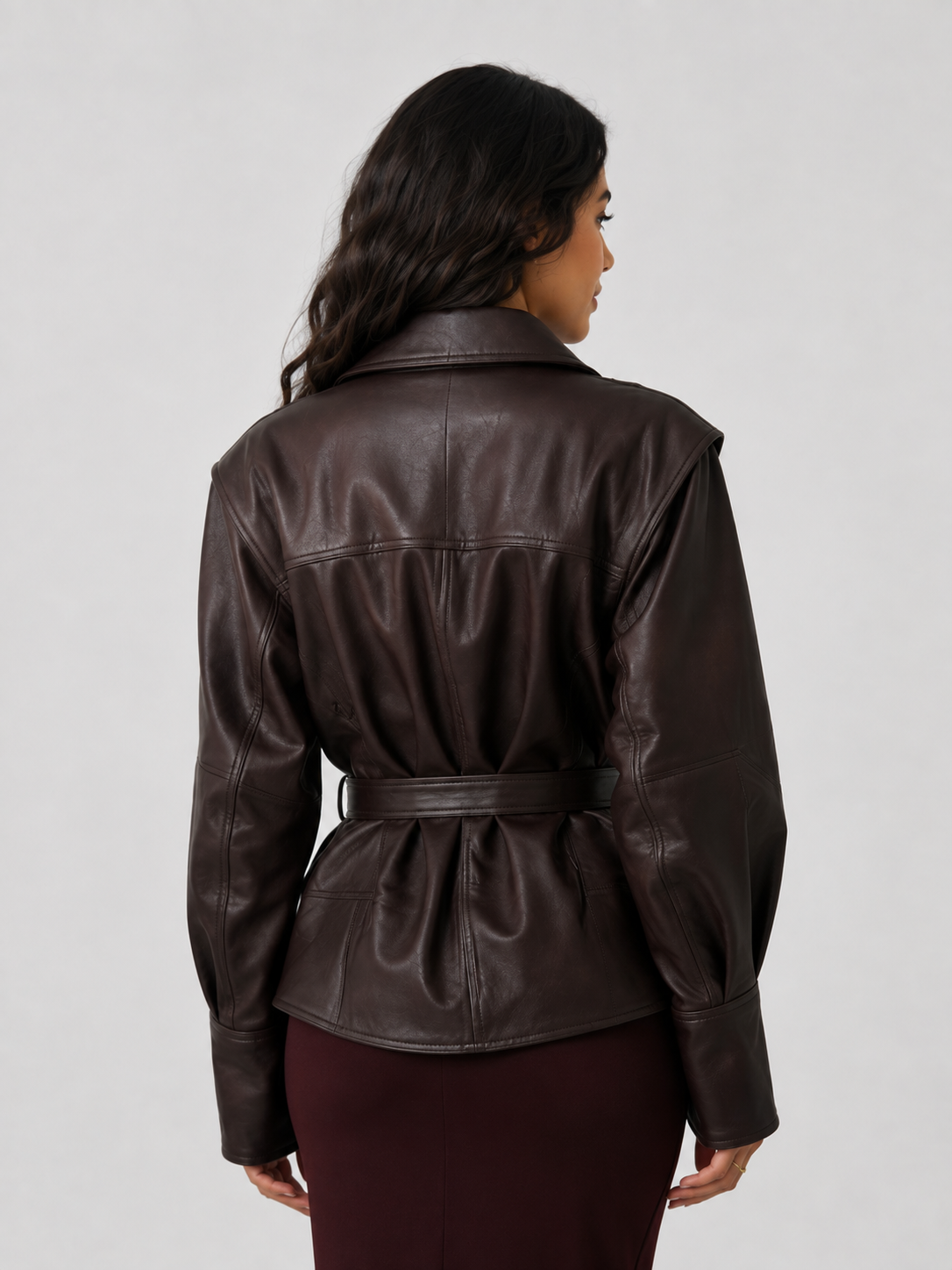 Veste Simili Cuir Longue Femme