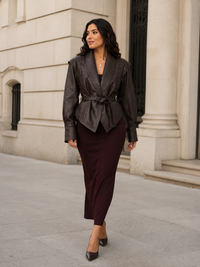 Veste Simili Cuir Longue Femme