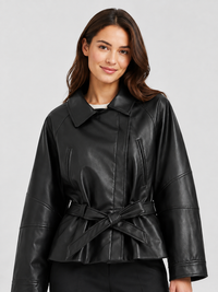 Veste Cuir Noir Courte Femme