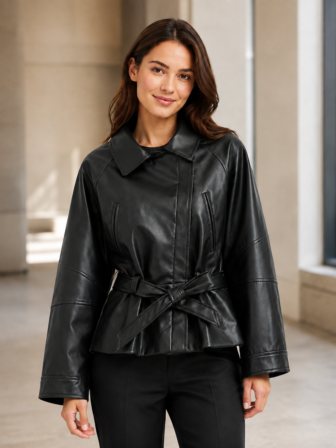 Veste Cuir Noir Courte Femme