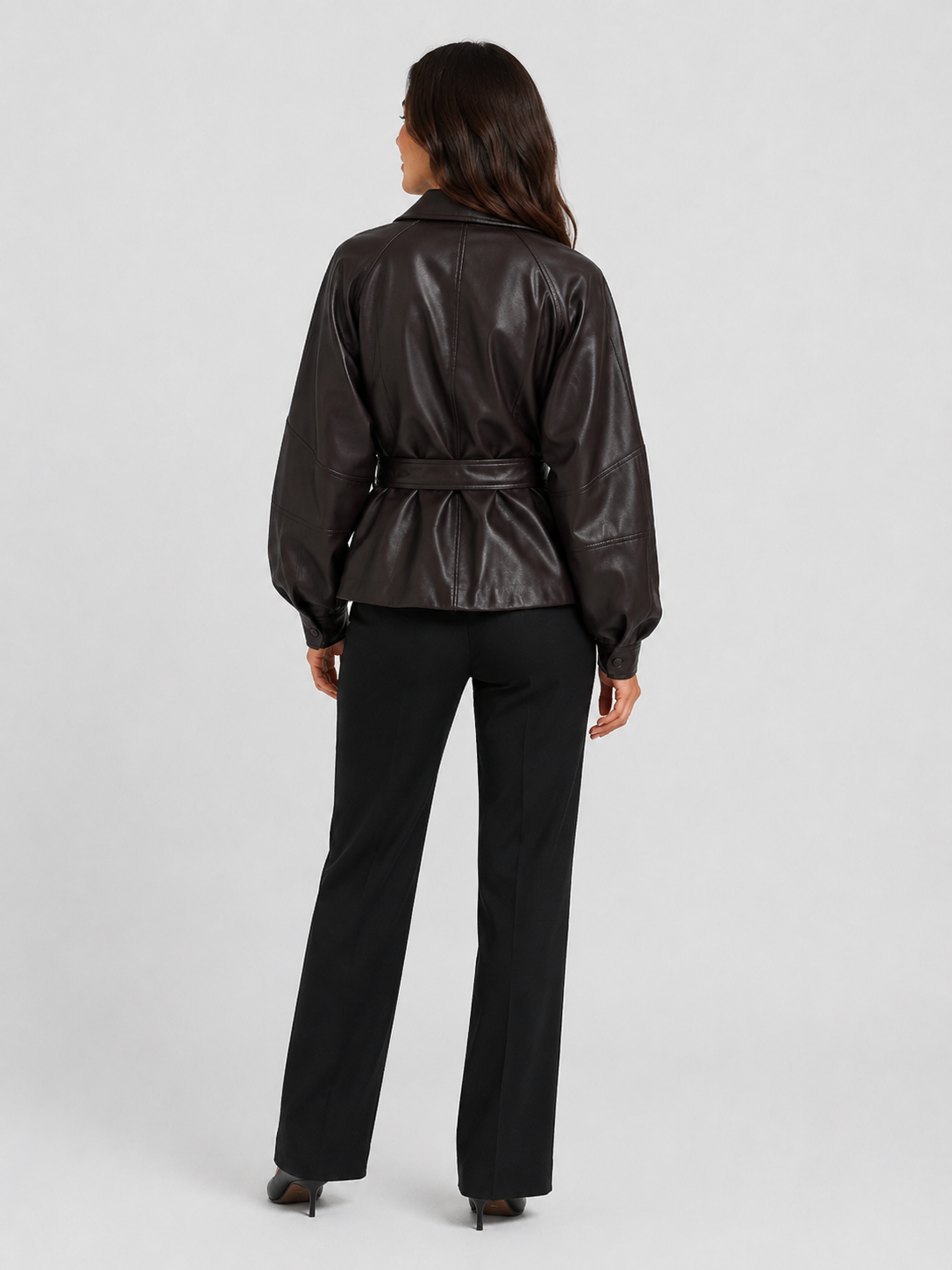 Veste Cuir Femme Marron Foncé