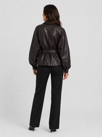 Veste Cuir Femme Marron Foncé
