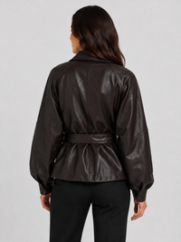 Veste Cuir Femme Marron Foncé