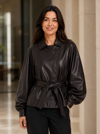 Veste Cuir Femme Marron Foncé