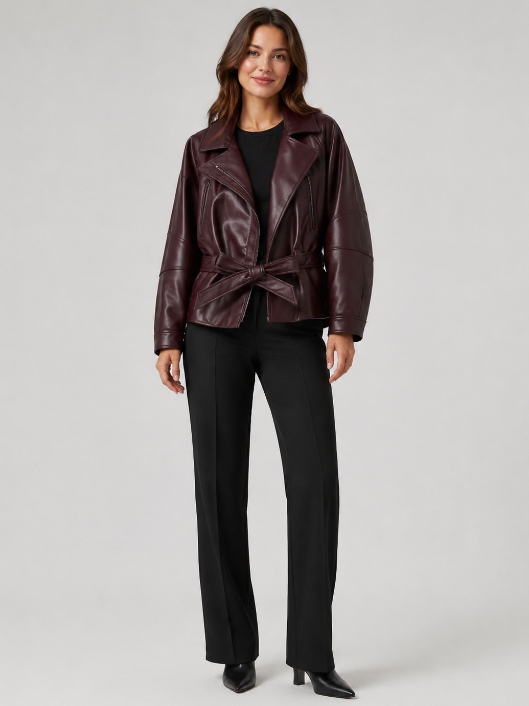 Veste Cuir Marron Femme Oversize